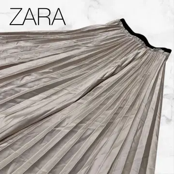 [ 자라 ] 하의 스커트 베이지 플리츠 스커트 허리밴딩 롱 기장