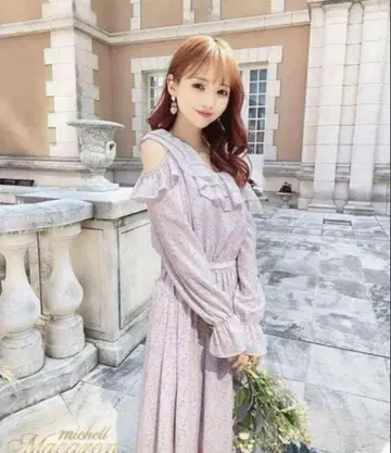 프릴 슬리브 꽃무늬 원피스