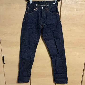 에비수 청바지 빨간 귀 다크 인디고 스트레이트 데님 W28 L35