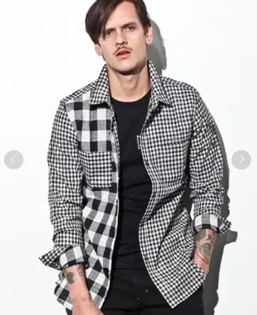 [ 새상품급 ] roen 큐빅 거즈 셔츠 S 블랙