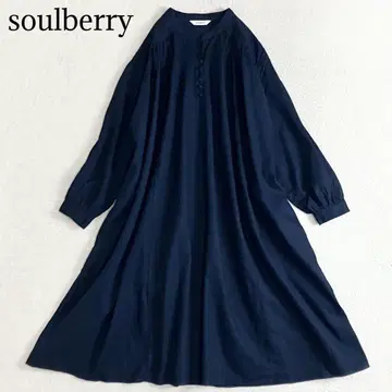 soulberry 소울베리 A 라인 원피스 네이비 코튼 린넨