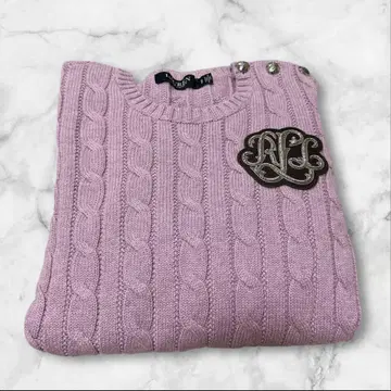[거의 미사용] 랄프 로렌 케이블 짜임 니트 엠블럼 라벤더