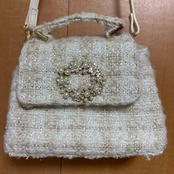 스나이델 트위드 비쥬 숄더백 새상품급 화이트 베이지