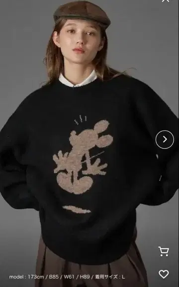 ONCILY [ Disney / Mickey ] 실루엣 모티브 니트 블랙