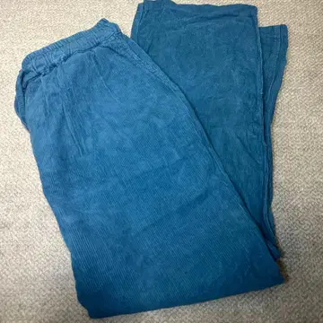 블루 코듀로이 와이드 팬츠