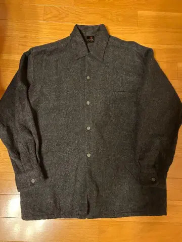다크 그레이 버튼 셔츠 샤모아 크로스 셔츠 울 셔츠 70s 80s