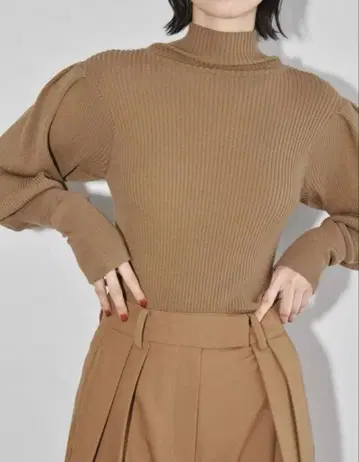 todayful 퍼프 슬리브 리브 니트