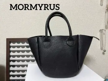 MORMYRUS 모루밀루스 가죽 라운드 미니 토트 백 블랙 파우치 포함