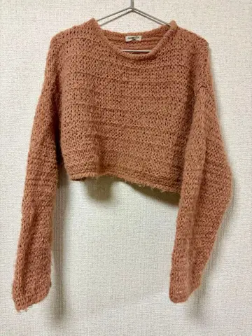 SamansaMos2 사만사 모스모스 핑크 브라운의 숏 기장 긴팔 니트