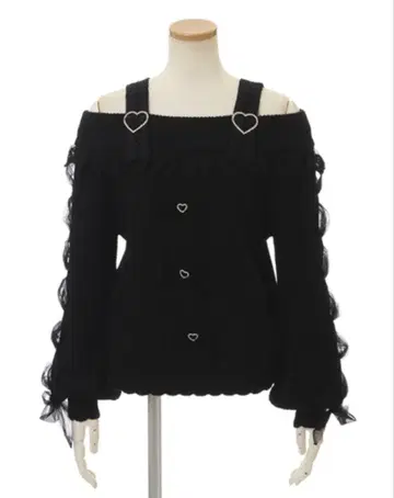 LIZLISA 레이스업 슬리브 오프숄더 니트