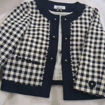 로이스크레용 체크 무늬 테일러드 자켓 M