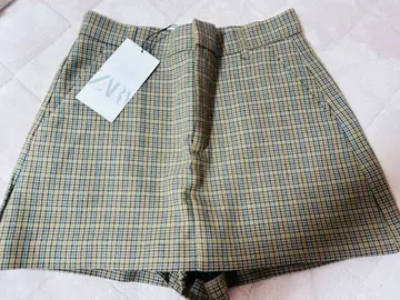 ZARA 체크 무늬 숏 치마바지 미사용 새상품