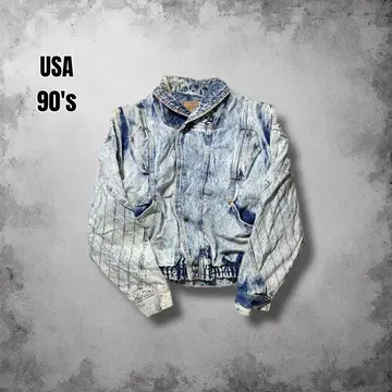 90s USA 빈티지 스우시 아이스워시 데님 블루종 쇼트 기장 스윙탑