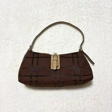 [ 새상품급 ] iCB 브라운 체크 무늬 핸드백