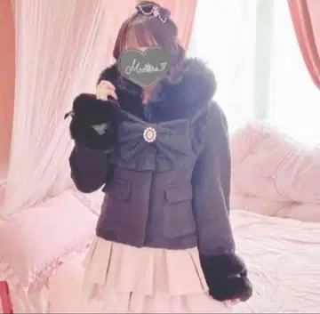 [ MA*RS ] [ 사키마루짱 콜라보 ] 비쥬 리본 포함 숏코트 블랙