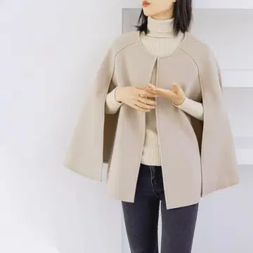 케이프 코트 베이지 판초 슬릿 소매 가을/겨울 패션 체형 커버