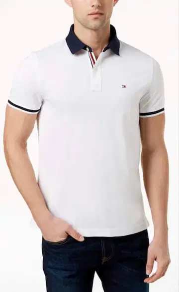 화이트 네이비 스트라이프 피케 셔츠