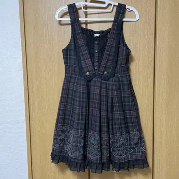 axesfemme 체크 무늬 베스트풍 원피스