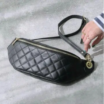 [ 새상품급 ] AULENTTI 퀼팅 힙색 바디백 블랙