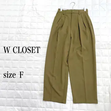W CLOSET 더블 클로젯 카키 플리츠 와이드 팬츠 사이즈 F