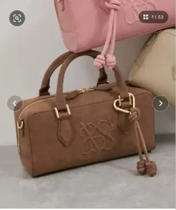 VIS 로고 스웨이드 미니 보스턴 백 브라운