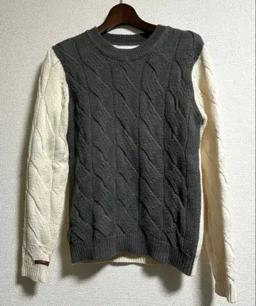 THE INOUE BROTHERS 로얄 알파카 바이컬러 케이블 니트