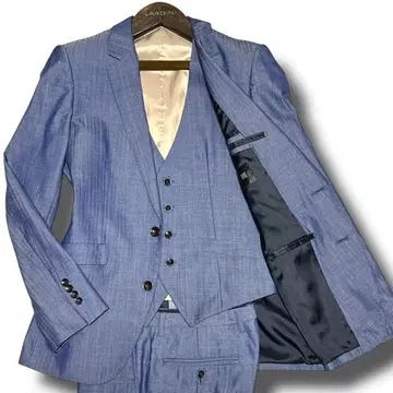 S급 새상품급 SUIT SELECT 3피스 수트 M 광택감 라이트 블루