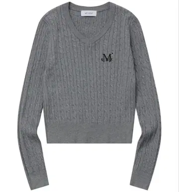 MUCENT Primrose V넥 크롭 니트 그레이