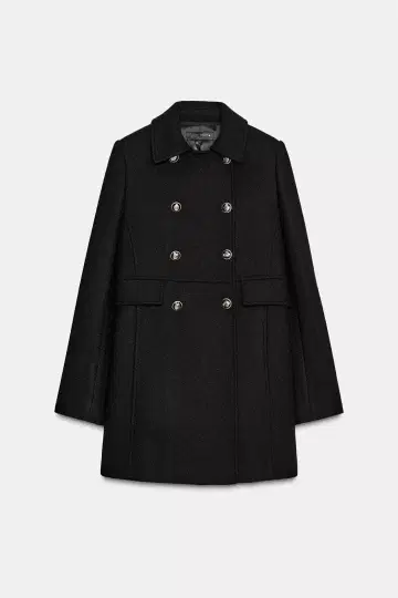 ZARA 울 혼방 숏 기장 더블 브레스트 코트