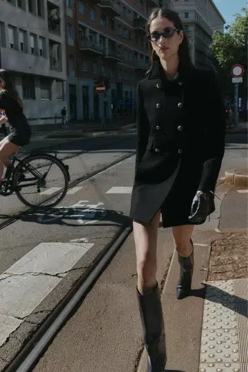 ZARA 택 포함 XS 울 혼방 숏 기장 더블 브레스트 코트