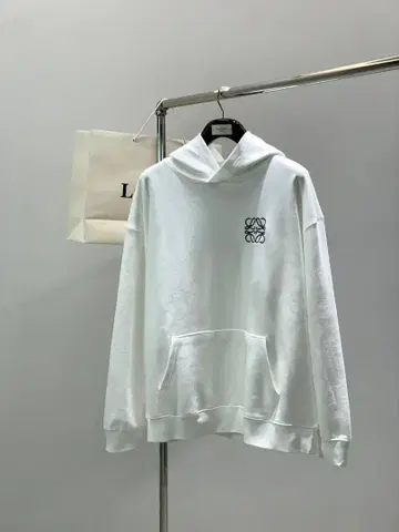 화이트 로고 자수 후드티 L