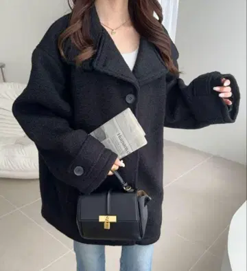 울라이크 스탠드 2WAY 링 미들 기장 오버 사이즈 코트