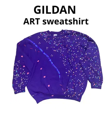 vintage GILDAN 페인트 아트 맨투맨 마블 먹 흘림