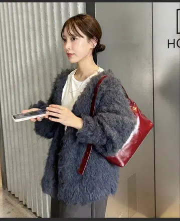 울 혼방 샤기 가디건 mystic