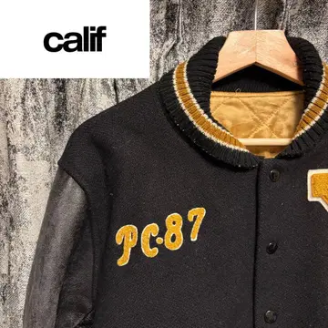 [ 초레어 ] vintage calif PC87 바시티 자켓 블랙/금