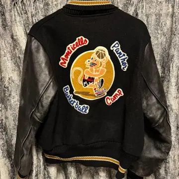 [ 초레어 ] vintage calif PC87 바시티 자켓 블랙/금