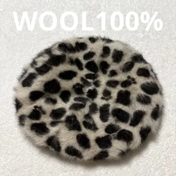 레오파드 무늬 울 100% 베레모