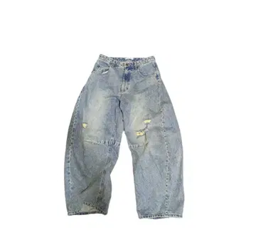 쓰리 데미지 라이트 블루 스트레이트 데님