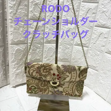 RODO 로도 직물 일본 의류 포멀 꽃무늬 자수 숄더 클러치백