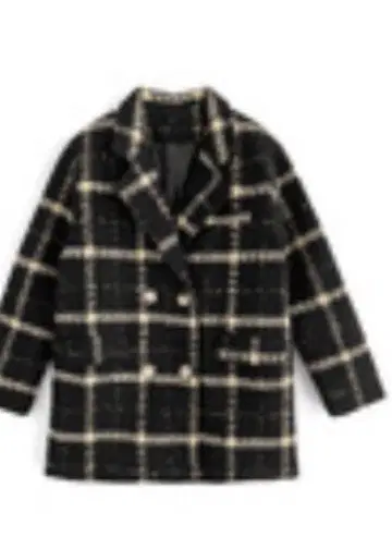 체크 무늬 더블 브레스트 자켓