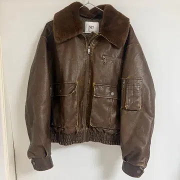 SLY 브라운 인조 모피 자켓