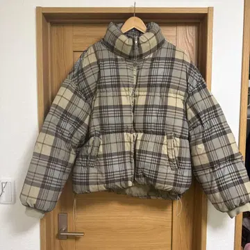 FEKETE 체크 무늬 다운 자켓 XL