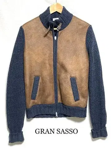 GRAN SASSO 알칸타라 가죽 니트 블루종