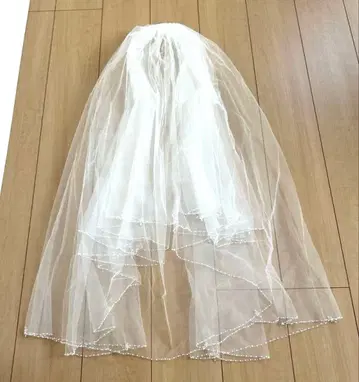 비즈 장식 2단 웨딩 베일