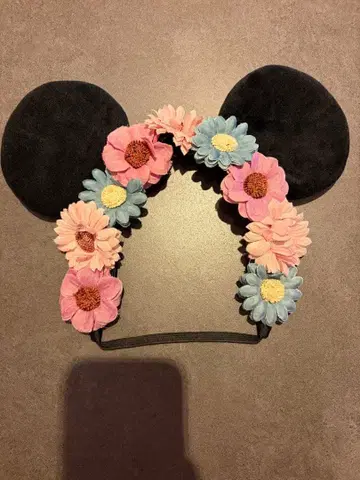미키 꽃 장식 머리띠