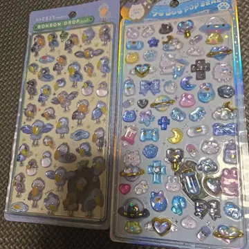 2개 세트 우루츄루 팝 씰 하늘색 슈빌 볏 모자 꽁지 드롭