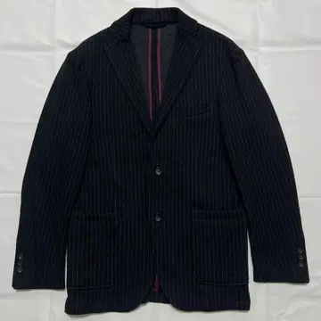 컨디션 최상 RING JACKET 앤컨 자켓 블랙 실크 혼방 스트라이프