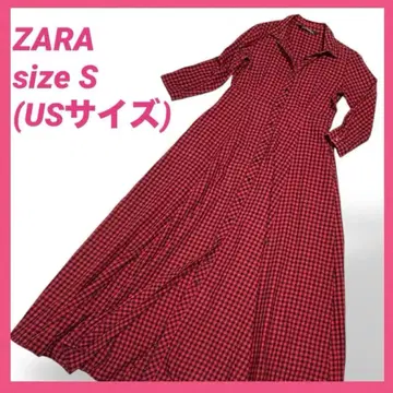 ZARA WOMAN 자라 우먼 빨검 체크 무늬 셔츠 원피스 S