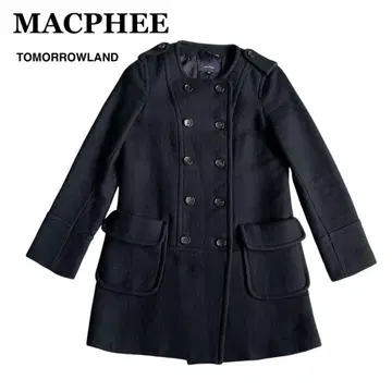 맥피 더블 브레스트 코트 노카라 울 100% 사이즈 38 블랙