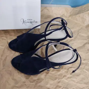 긴자 카네마츠 네이비 스웨이드 오픈토 하이힐 24